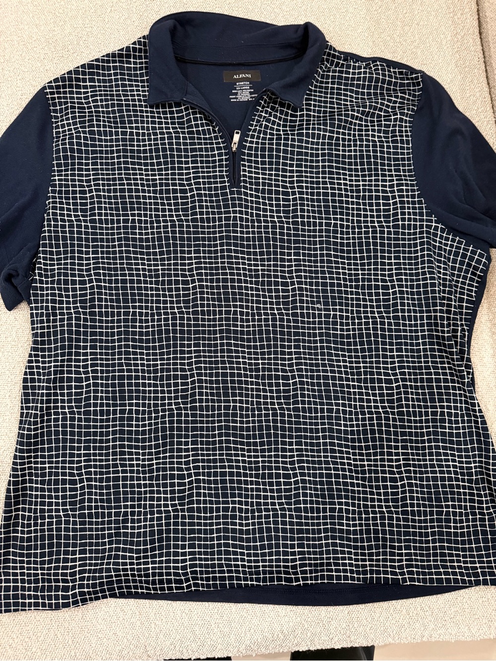 Alfani checkered Zip Up Polo